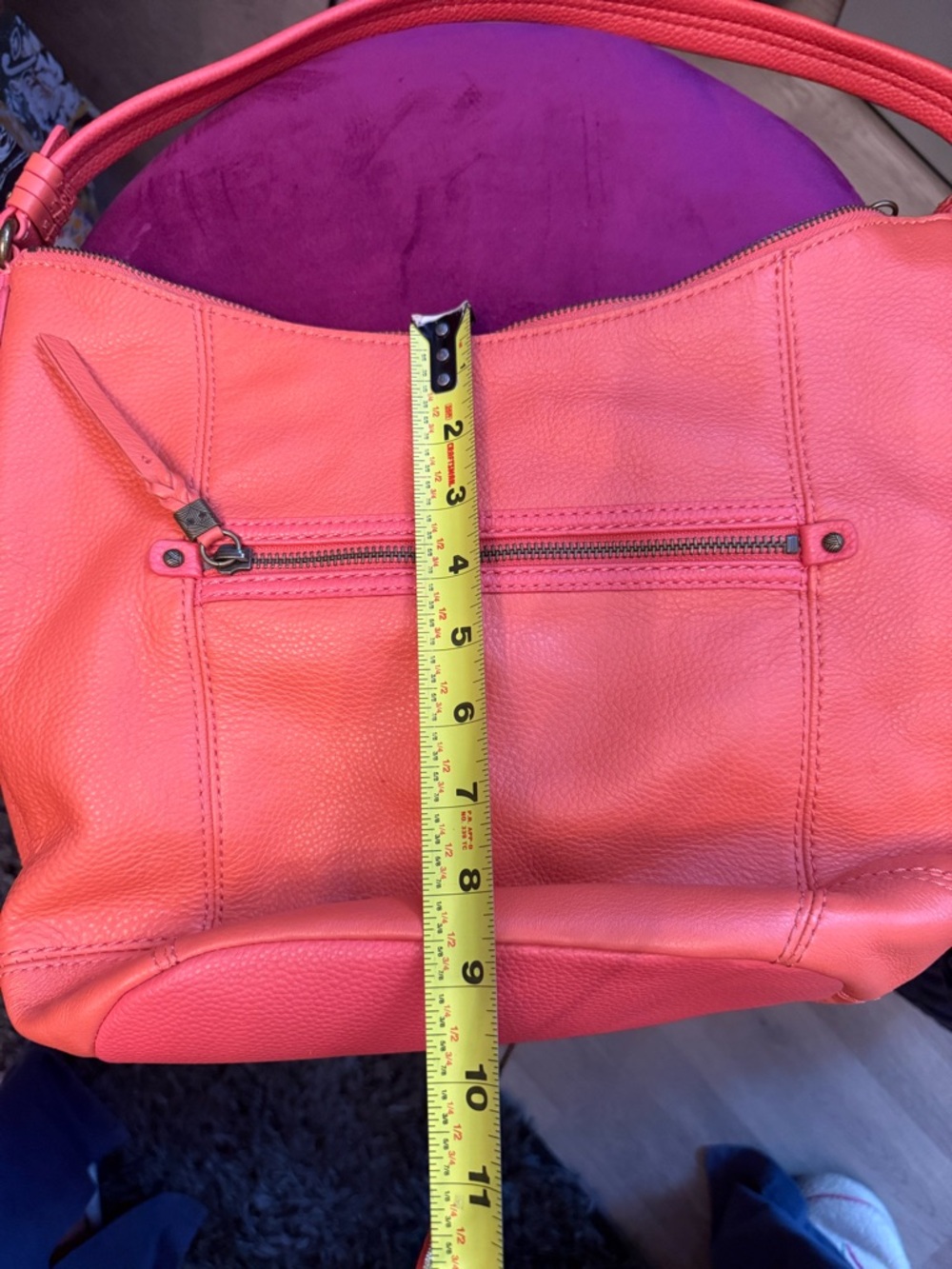 The Sak Orange Pebbled Leather Shoulder Bag - Picture 7 of 12
